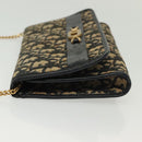 Christian Dior Trotter Canvas Chain Shoulder Bag Navy Gold Auth 139814-5