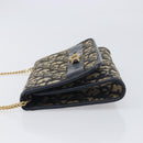 Christian Dior Trotter Canvas Chain Shoulder Bag Navy Gold Auth 139814-4