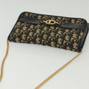 Christian Dior Trotter Canvas Chain Shoulder Bag Navy Gold Auth 139814-6