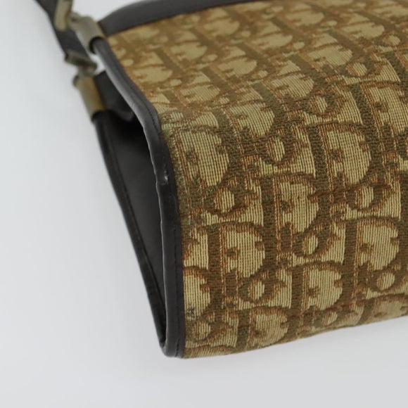 Christian Dior Trotter Canvas Shoulder Bag Beige Gold Auth 139815