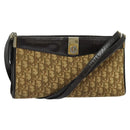 Christian Dior Trotter Canvas Shoulder Bag Beige Gold Auth 139815-1