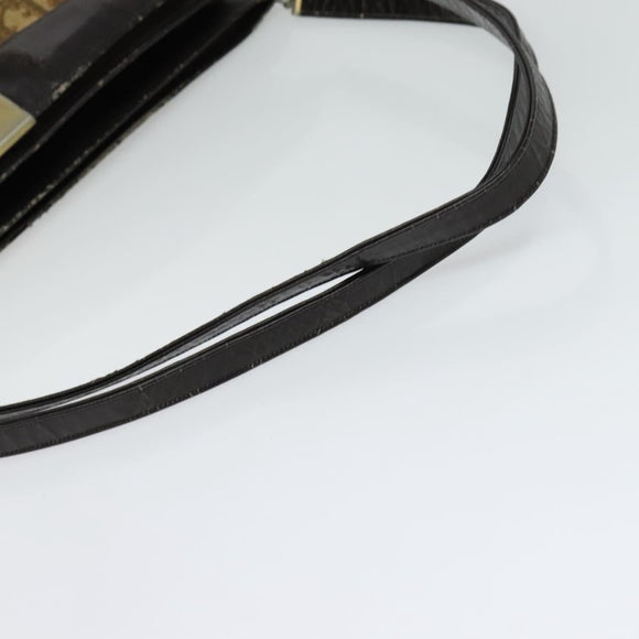 Christian Dior Trotter Canvas Shoulder Bag Beige Gold Auth 139815