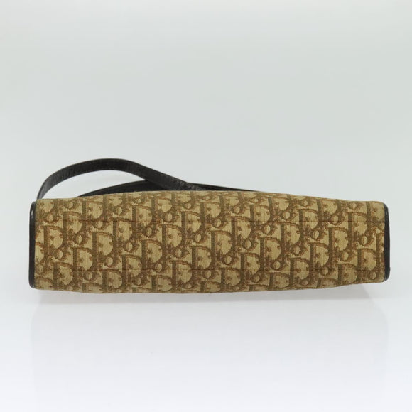 Christian Dior Trotter Canvas Shoulder Bag Beige Gold Auth 139815