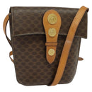 CELINE Macadam Canvas Shoulder Bag PVC Leather Brown Gold Auth 139816-1