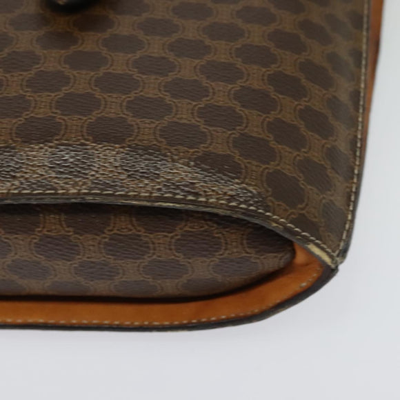 CELINE Macadam Canvas Shoulder Bag PVC Leather Brown Gold Auth 139816