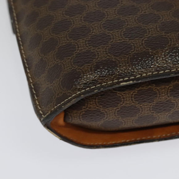 CELINE Macadam Canvas Shoulder Bag PVC Leather Brown Gold Auth 139816