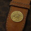 CELINE Macadam Canvas Shoulder Bag PVC Leather Brown Gold Auth 139816-14