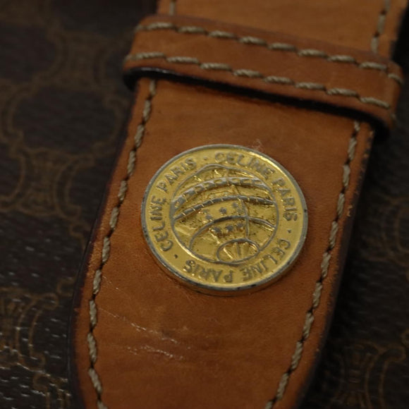 CELINE Macadam Canvas Shoulder Bag PVC Leather Brown Gold Auth 139816