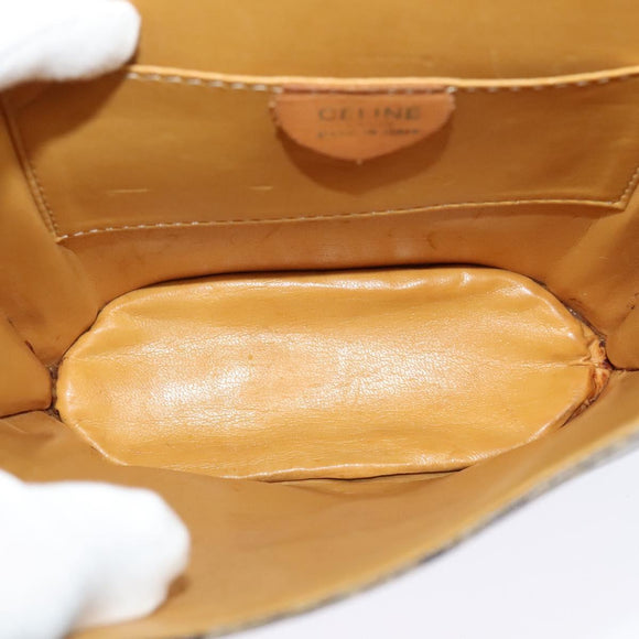 CELINE Macadam Canvas Shoulder Bag PVC Leather Brown Gold Auth 139816