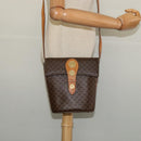 CELINE Macadam Canvas Shoulder Bag PVC Leather Brown Gold Auth 139816-22
