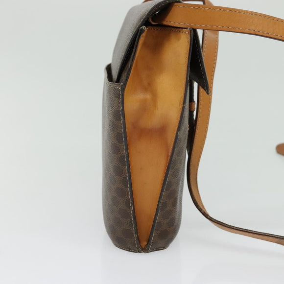 CELINE Macadam Canvas Shoulder Bag PVC Leather Brown Gold Auth 139816