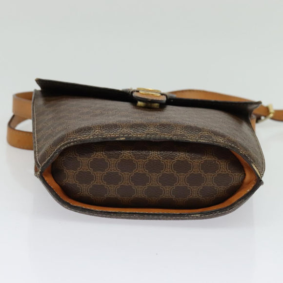 CELINE Macadam Canvas Shoulder Bag PVC Leather Brown Gold Auth 139816