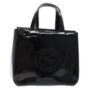 GUCCI Interlocking Hand Bag Patent leather Black 000 1013 0504 Auth 139818-1