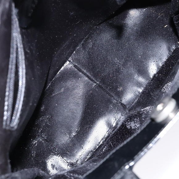 GUCCI Interlocking Hand Bag Patent leather Black 000 1013 0504 Auth 139818