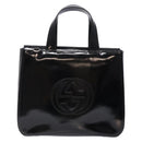 GUCCI Interlocking Hand Bag Patent leather Black 000 1013 0504 Auth 139818-2