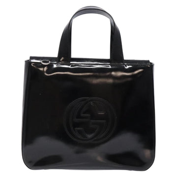 GUCCI Interlocking Hand Bag Patent leather Black 000 1013 0504 Auth 139818 - 0