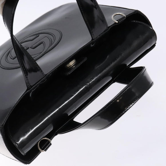 GUCCI Interlocking Hand Bag Patent leather Black 000 1013 0504 Auth 139818