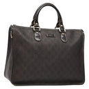 GUCCI GG Supreme Hand Bag PVC Leather Gold Dark Brown 190259 Auth 139819-1