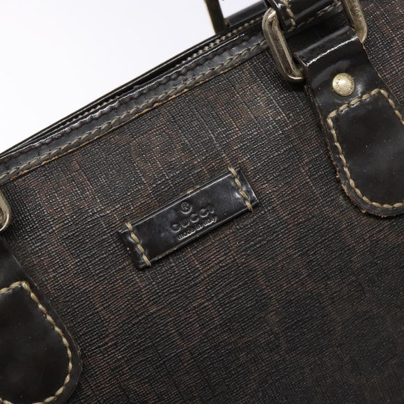 GUCCI GG Supreme Hand Bag PVC Leather Gold Dark Brown 190259 Auth 139819