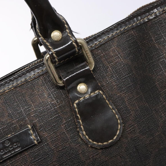 GUCCI GG Supreme Hand Bag PVC Leather Gold Dark Brown 190259 Auth 139819