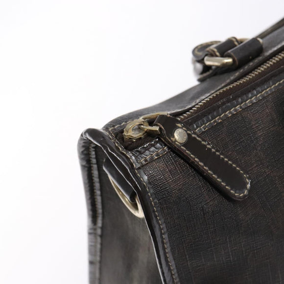 GUCCI GG Supreme Hand Bag PVC Leather Gold Dark Brown 190259 Auth 139819