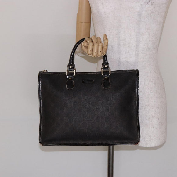 GUCCI GG Supreme Hand Bag PVC Leather Gold Dark Brown 190259 Auth 139819