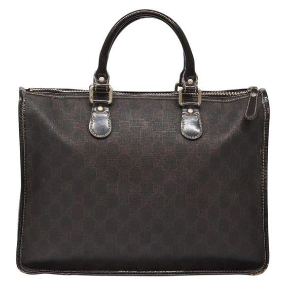 GUCCI GG Supreme Hand Bag PVC Leather Gold Dark Brown 190259 Auth 139819
