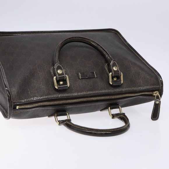 GUCCI GG Supreme Hand Bag PVC Leather Gold Dark Brown 190259 Auth 139819