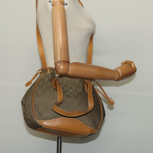 GUCCI GG Canvas Shoulder Bag 2way Beige Gold 000 3444 0282 Auth 139822