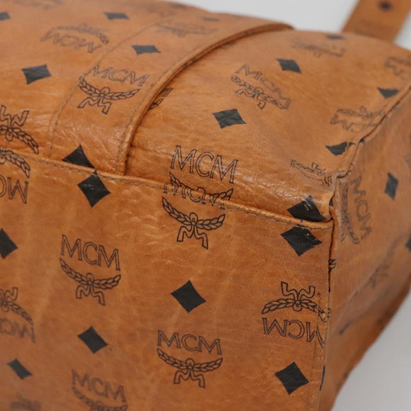 MCM Logogram Vicetos Tote Bag PVC Leather Brown Gold Auth 139837