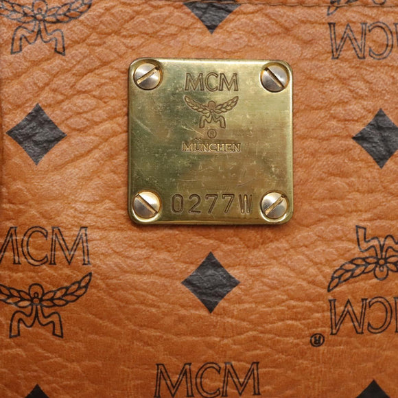 MCM Logogram Vicetos Tote Bag PVC Leather Brown Gold Auth 139837