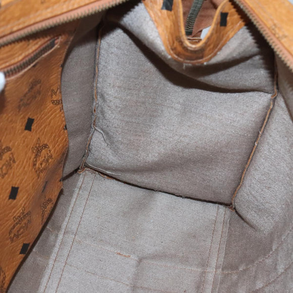 MCM Logogram Vicetos Tote Bag PVC Leather Brown Gold Auth 139837