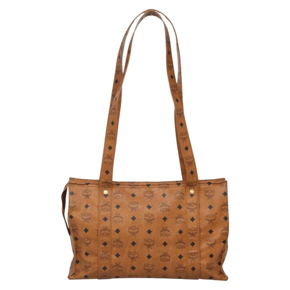 MCM Logogram Vicetos Tote Bag PVC Leather Brown Gold Auth 139837