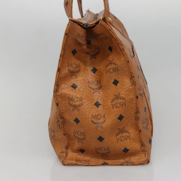 MCM Logogram Vicetos Tote Bag PVC Leather Brown Gold Auth 139837
