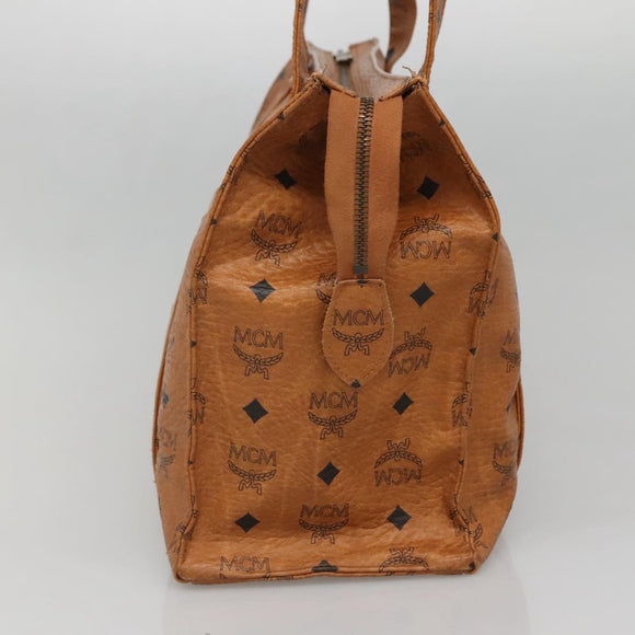 MCM Logogram Vicetos Tote Bag PVC Leather Brown Gold Auth 139837