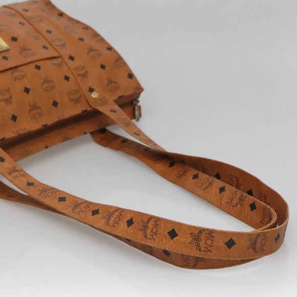 MCM Logogram Vicetos Tote Bag PVC Leather Brown Gold Auth 139837