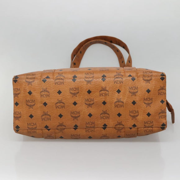 MCM Logogram Vicetos Tote Bag PVC Leather Brown Gold Auth 139837