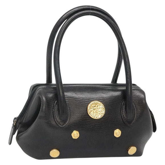 BALLY Hand Bag Leather Black Gold Auth 139839