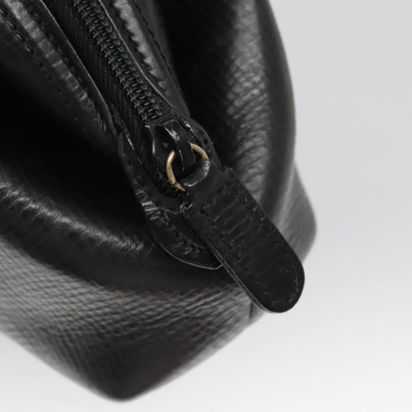 BALLY Hand Bag Leather Black Gold Auth 139839