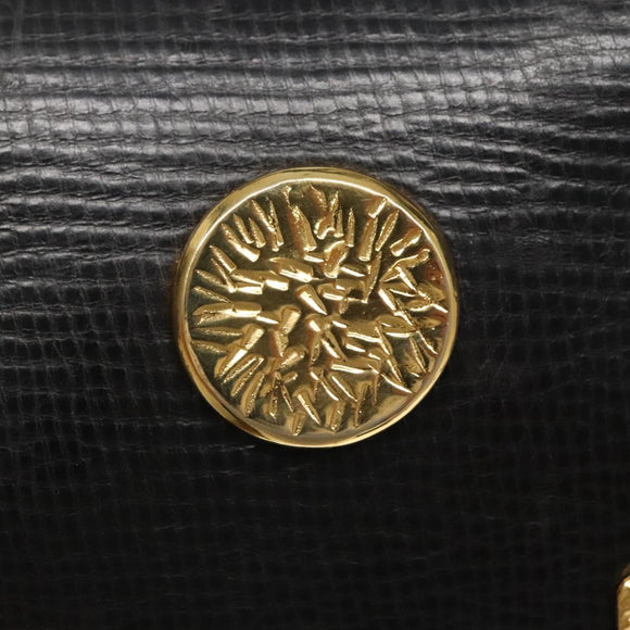 BALLY Hand Bag Leather Black Gold Auth 139839