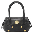 BALLY Hand Bag Leather Black Gold Auth 139839-13