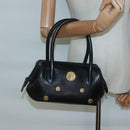 BALLY Hand Bag Leather Black Gold Auth 139839-22