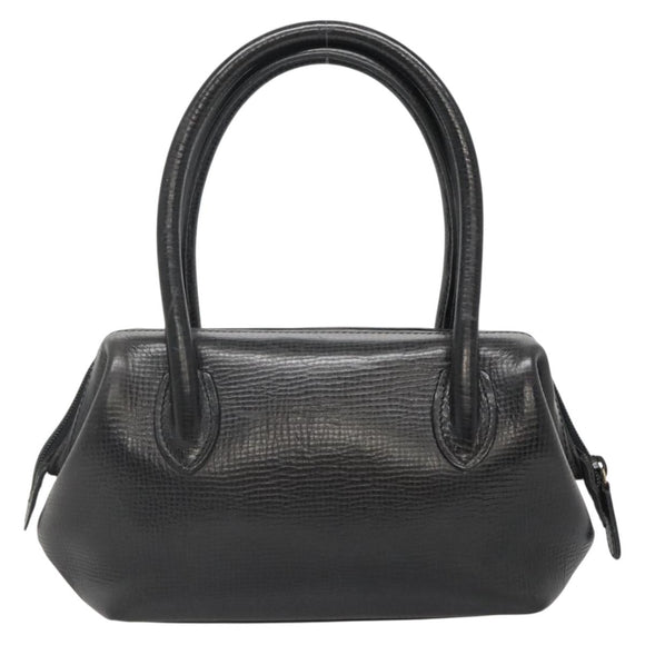 BALLY Hand Bag Leather Black Gold Auth 139839