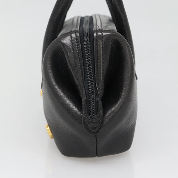 BALLY Hand Bag Leather Black Gold Auth 139839