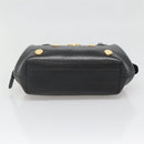 BALLY Hand Bag Leather Black Gold Auth 139839-5