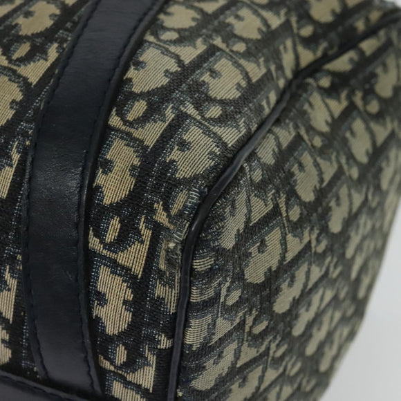 Christian Dior Trotter Canvas Boston Bag Navy Silver Auth 139846