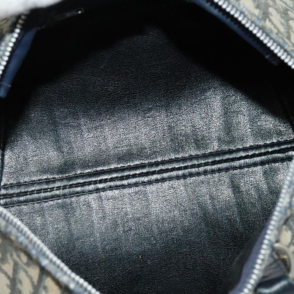 Christian Dior Trotter Canvas Boston Bag Navy Silver Auth 139846