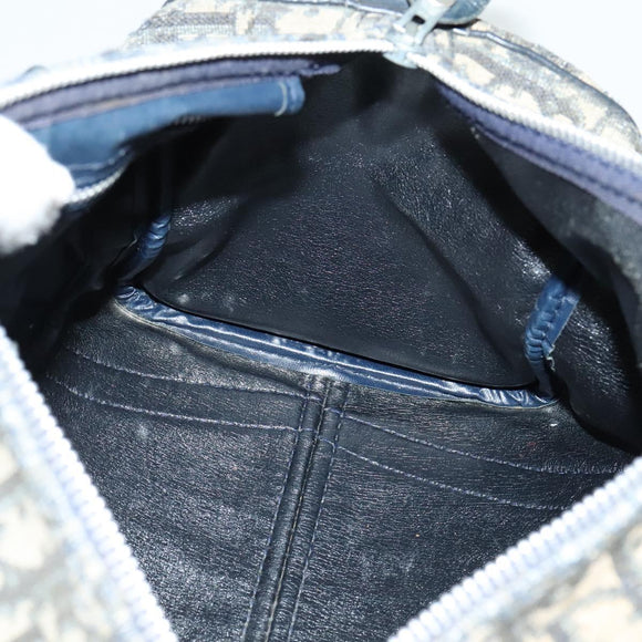 Christian Dior Trotter Canvas Boston Bag Navy Silver Auth 139846