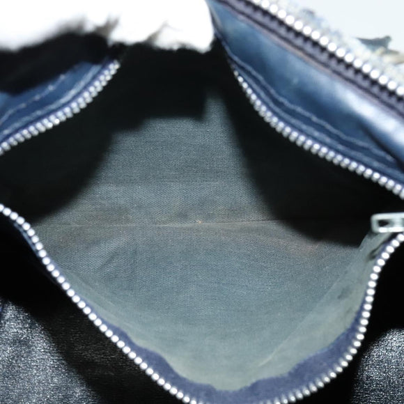 Christian Dior Trotter Canvas Boston Bag Navy Silver Auth 139846