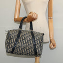 Christian Dior Trotter Canvas Boston Bag Navy Silver Auth 139846-19